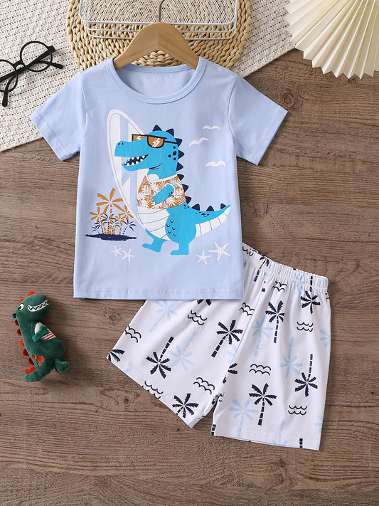 Boys Dinosaur T-shirt & Shorts Set For Summer