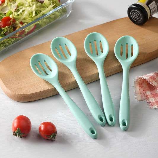 1pc Small Slotted Serving Spoon Silicone Olive Spoon Colander