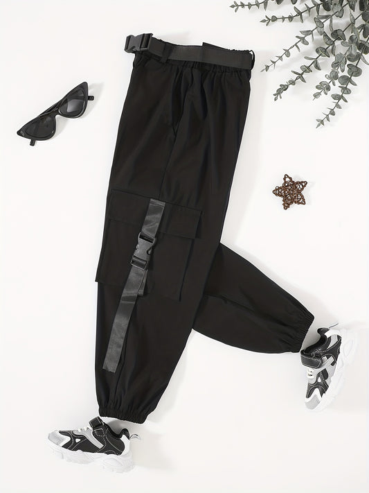 Girls Cargo Pants Casual Sweatpants With Belt Kids Spring Summer Clothes