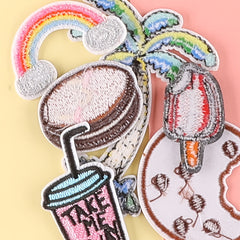 6pcs Cartoon Coconut Tree Cookies Embroidered Patch for Jacket
