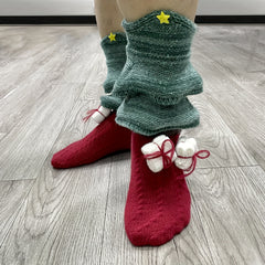 Christmas Colorblock Socks Knitted Women's Stockings