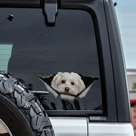 Maltese Car Sticker Pet Dog Metal Decal Reflective Waterproof Car Styling