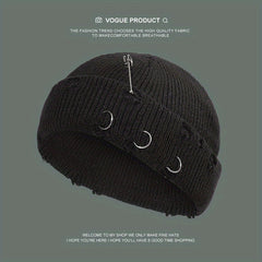 Candy Knit Hat Brooch Unisex Hip Hop Skull Hat