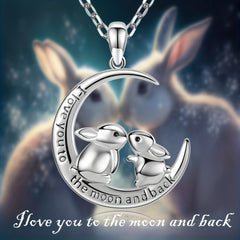 Bunny Necklace Double Rabbit Pendant Unique Gift for Women & Girls