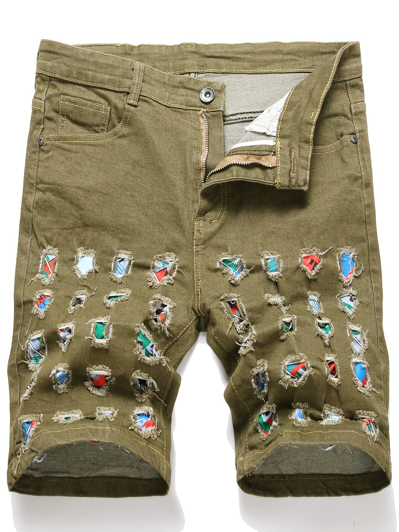 Men's Street Style Patchwork Denim Shorts for Summer