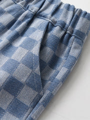 Plaid Print Boys Creative Shorts Casual Quick Dry Stretchable Summer Outdoor