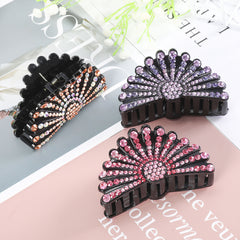 Rhinestone Fan shaped Hair Clip Acrylic Hairpin Headgear Ponytail Clip