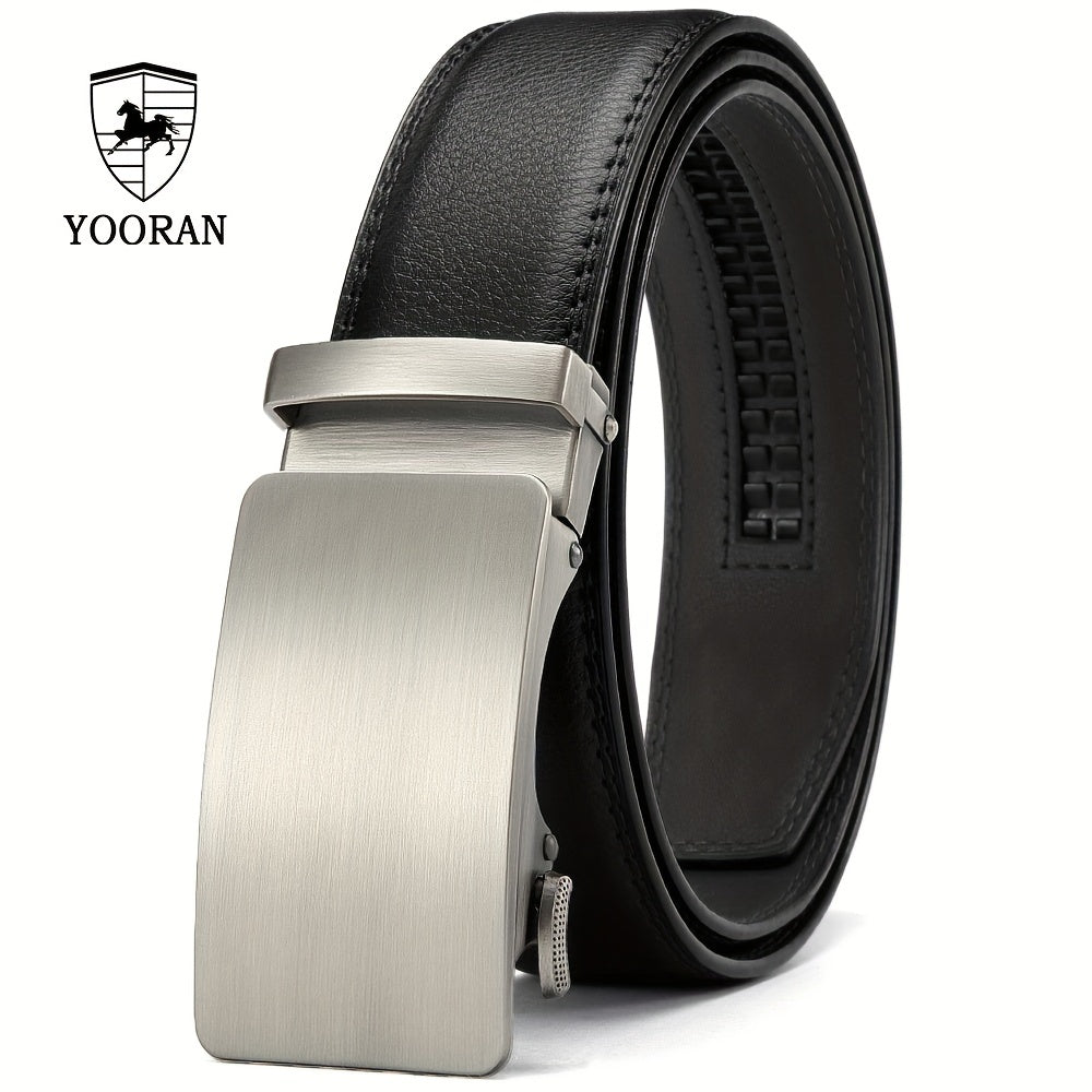 YOOREN Ratchet Belt For Men Leather Dress Belt Adjustable Length Micro Belt