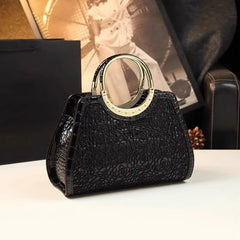 Red Crocodile Clutch Bag with Strap - Chic Design for Parties and Commuting