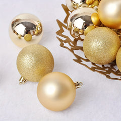 24pcs Shatterproof Christmas Baubles Mirror Finished & Glitter