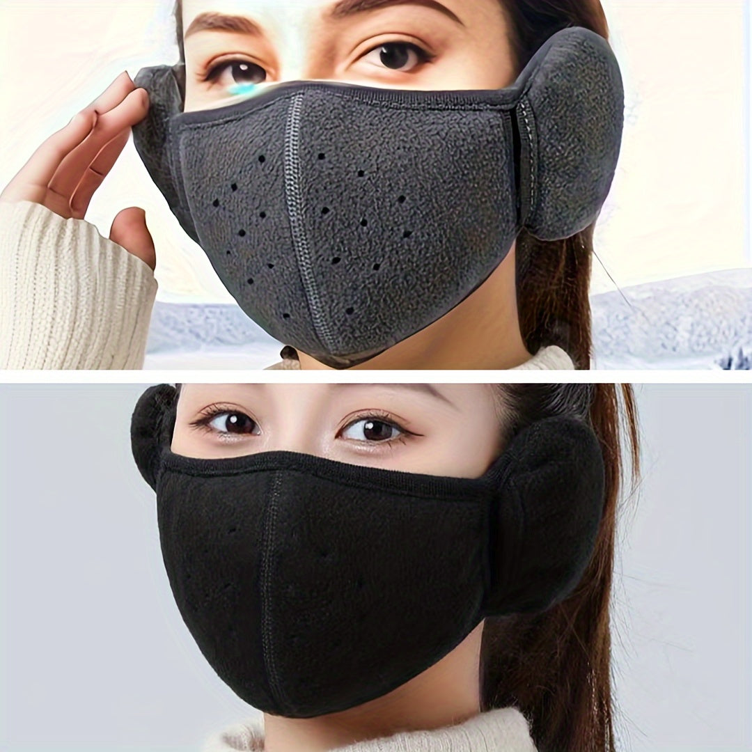 2pcs Winter Warm Face Mask Ear Covers Unisex Cold Protection Balaclava