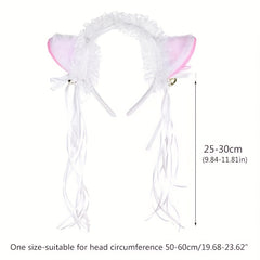 Cat Ears Headband Lace Hoop Tassel Lolita Hair Band for Cosplay Costume