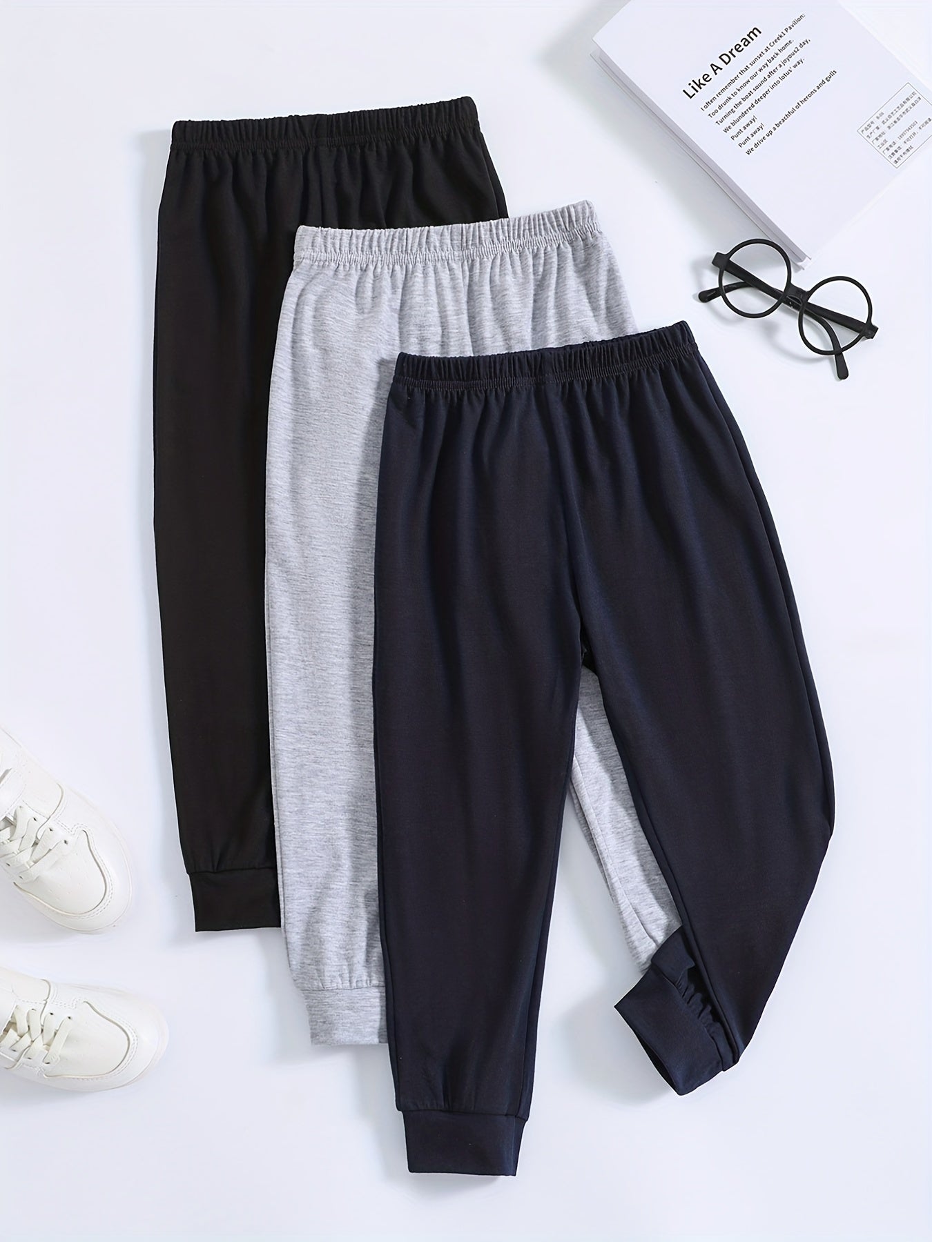 3pcs Boys Casual Comfortable Active Sweatpants Jogger Sports Pants