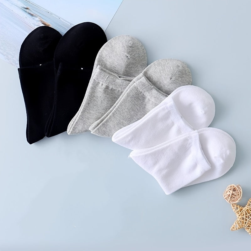 6 Pairs Solid Crew Socks for Women