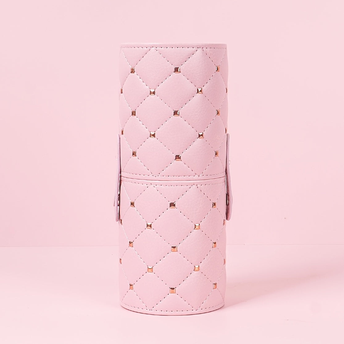 Rivets Studded Cosmetic Brush Travel Case Portable Makeup Brush Holder Cup