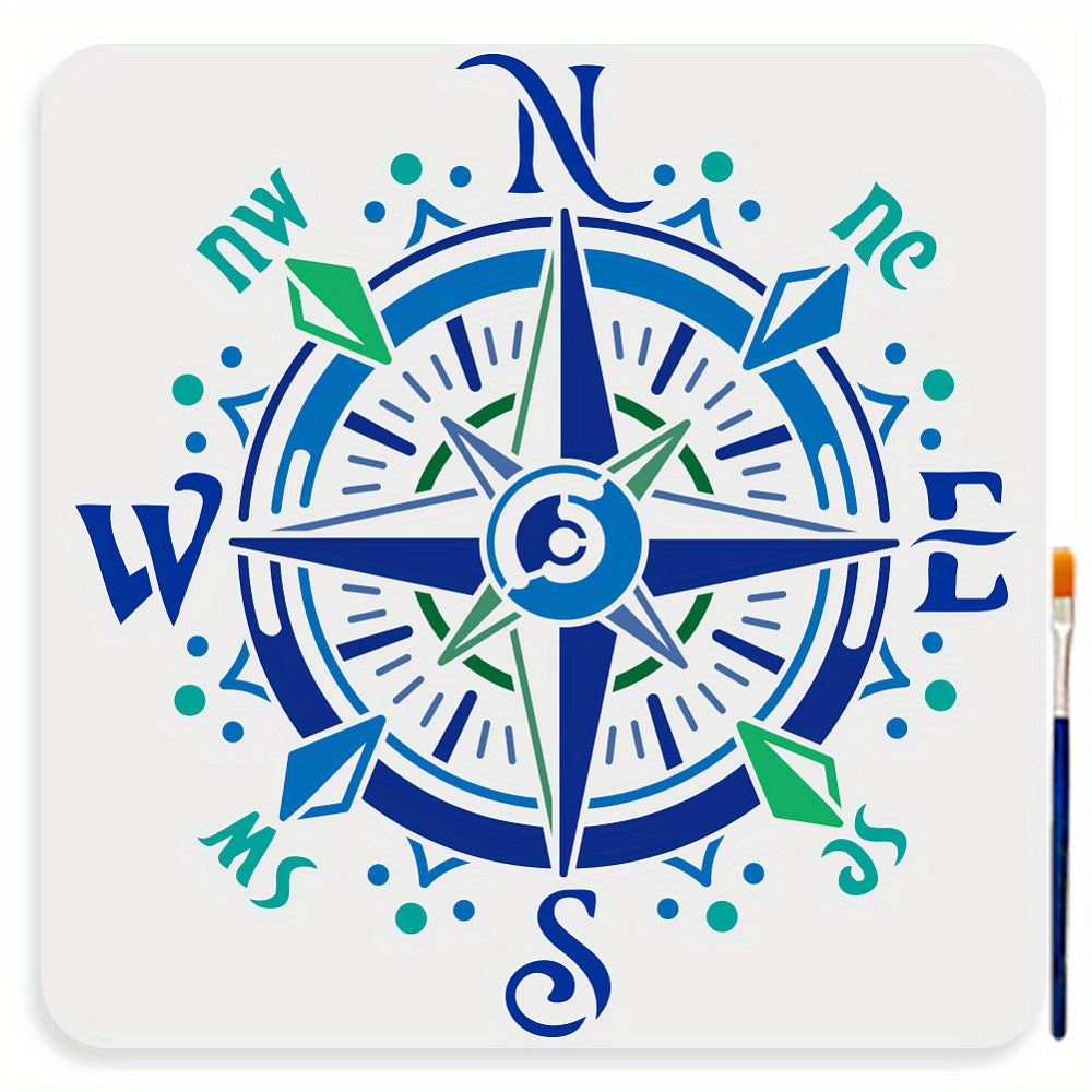 Compass Stencil 29 Large Compass Rose Stencil Template with Paint Brush