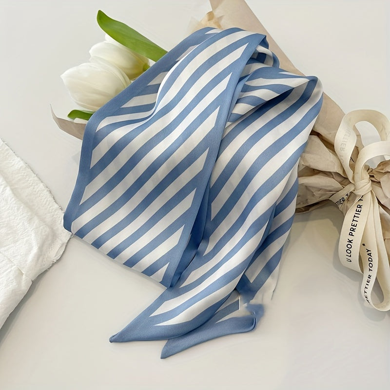 Light Crackle Flower Scarf Ribbon Satin Hair Accessory