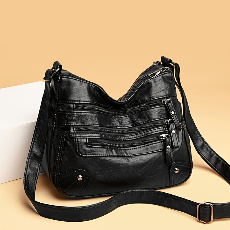 Faux Leather Shoulder Bag Crossbody Bag Casual Solid Women's Purses