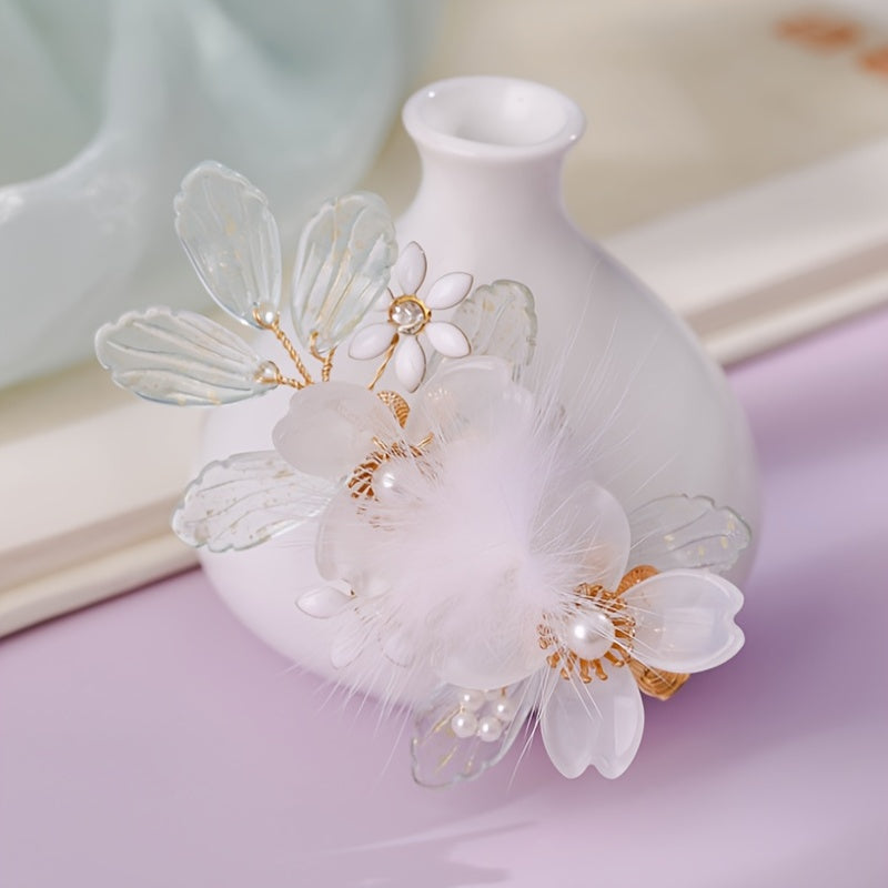 Chinese Style Duck Billed Clip Beaded Tassel Hair Accessories For Hanfu