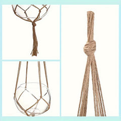 2pcs 35.4-Inch Brown Plant Hanger Modern Tassel Indoor Flower Pot Frame