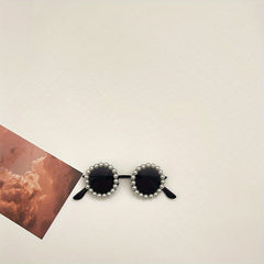 Kids Sun Protection Round Sunglasses with Faux Pearls