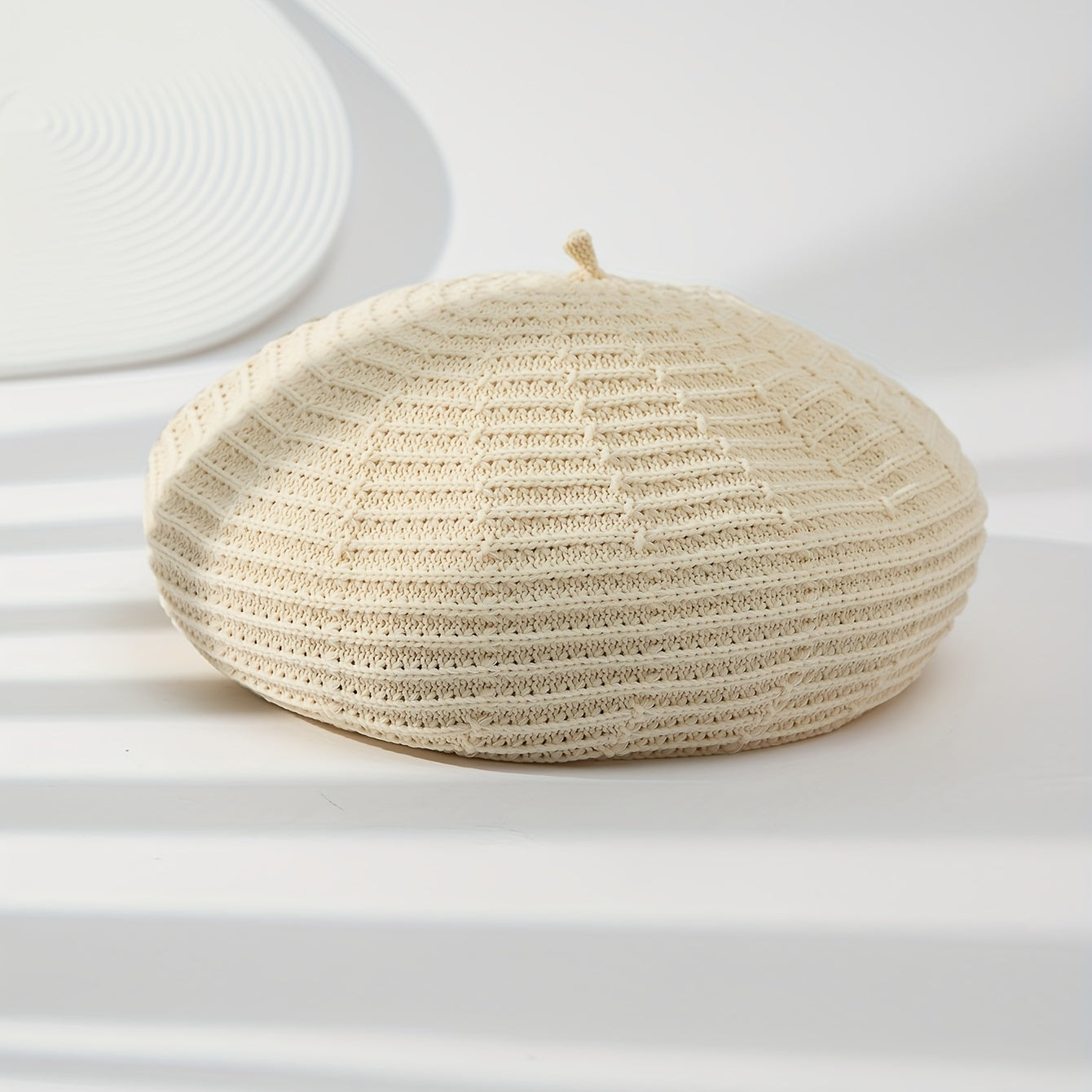 Striped Knitted Beret Solid Painter Cap Classic Octagonal Hat
