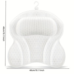 4D Air Net Soft Anti slip Bathtub Pillow with 6 Suction Cups
