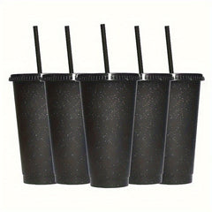 5pcs 710ml Water Bottle with Lid and Straw, Portable Lightweight Water Cup