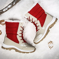 Women's Contrast Snow Boots Winter Mid Calf Thermal Boots