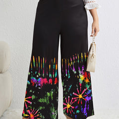  Tie Dye Floral Print Wide Leg Pants