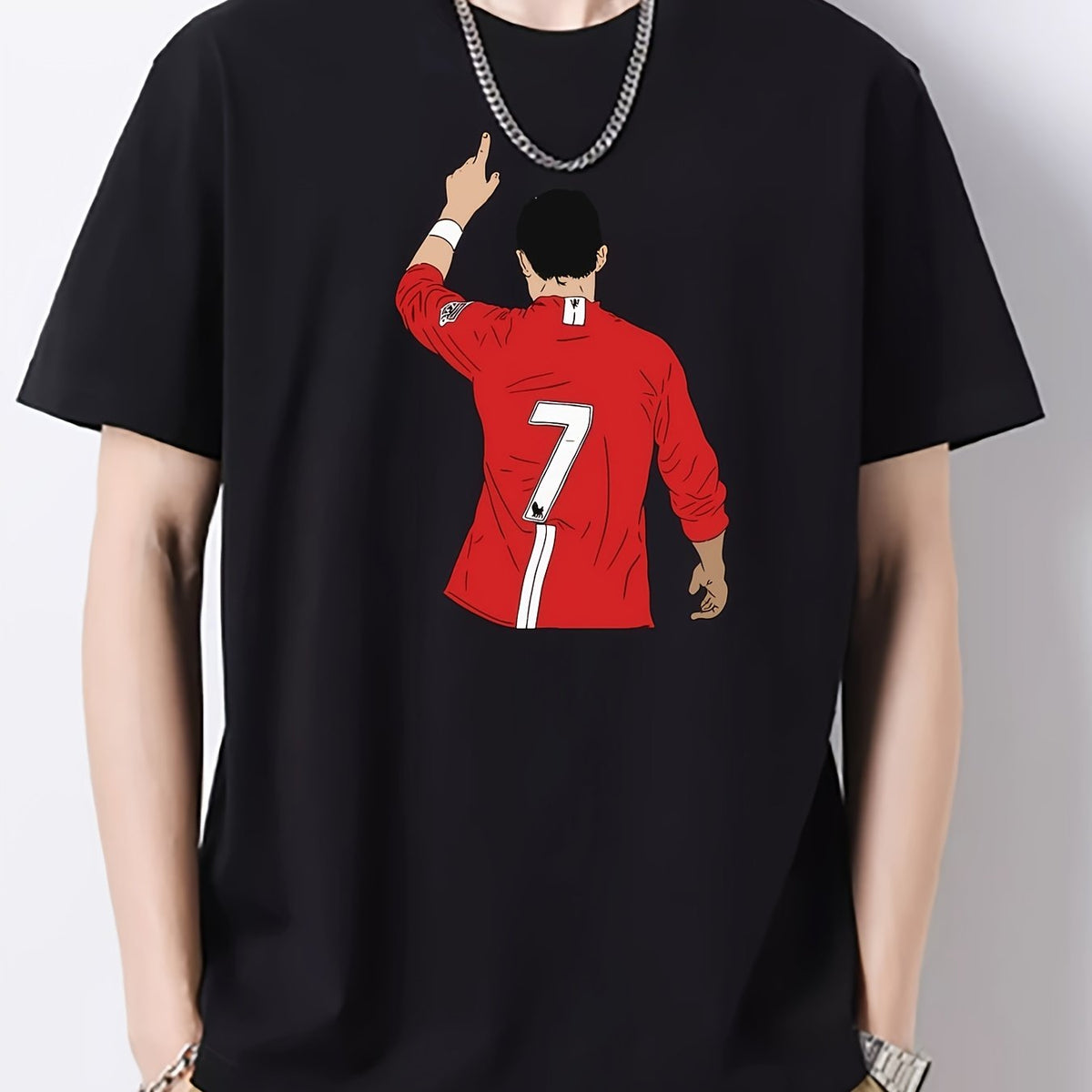 Creative Pattern Print Men's Graphic Cotton Crew Neck T-shirt