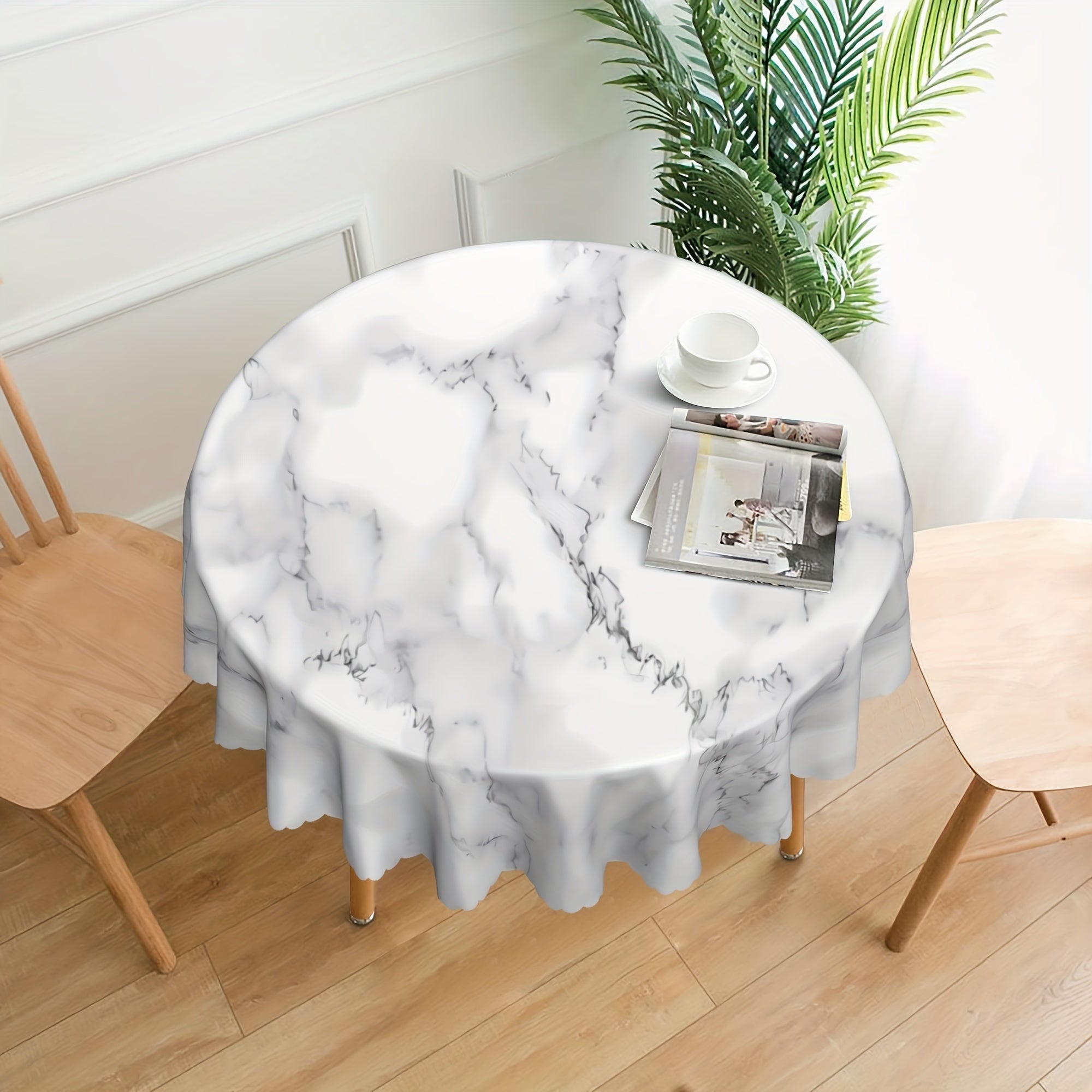 Modern Marbled Tablecloth Waterproof Stain Resistant Circle Table Cover