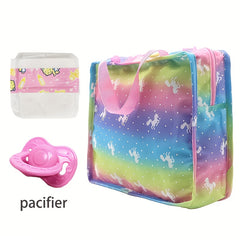 Doll Accessories Party Game Set Glasses Pacifier Rainbow Storage Bag