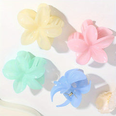 4pcs Flower Hair Claw Solid Banana Clip Hairgrip
