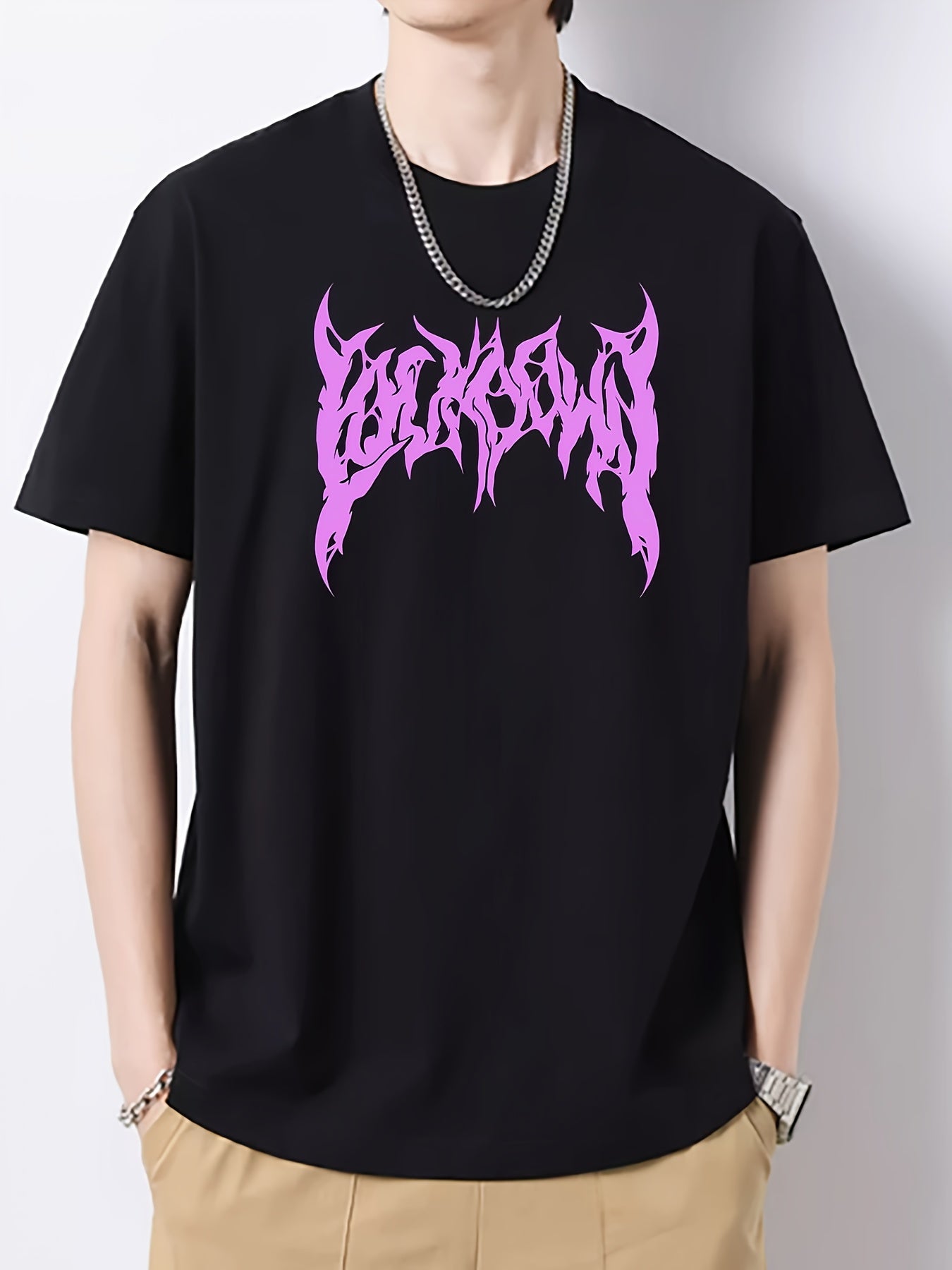 Men's Slim Fit T-shirt Creative Letters Print Spring Summer Top