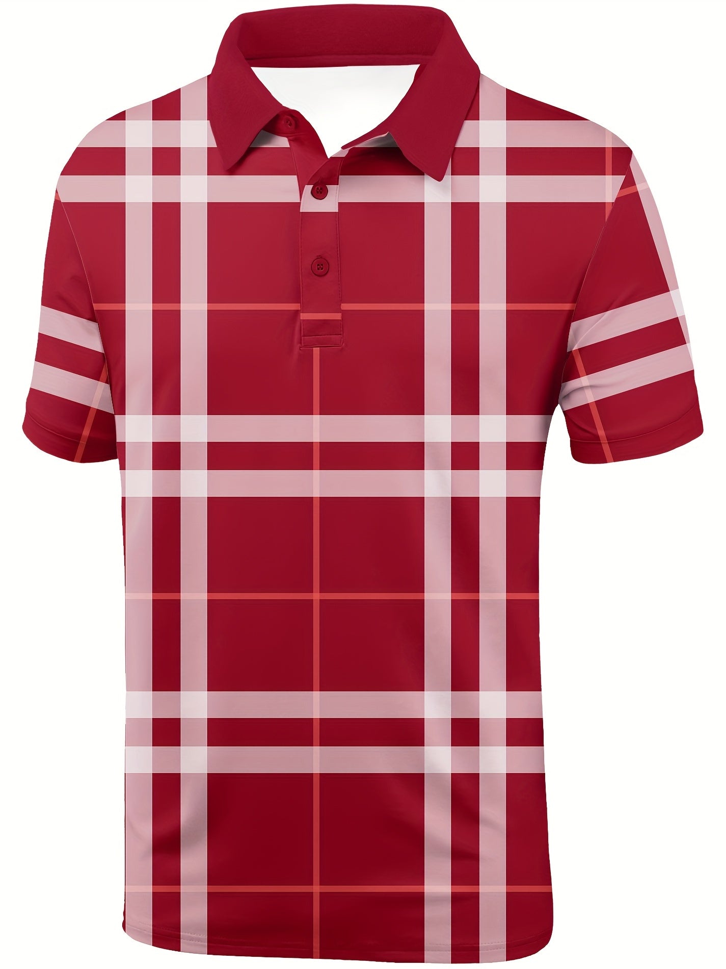 Men's Plaid Polo Shirt for Golfing