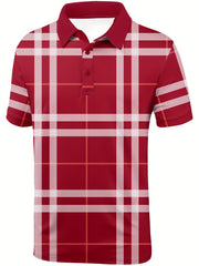 Men's Plaid Polo Shirt for Golfing