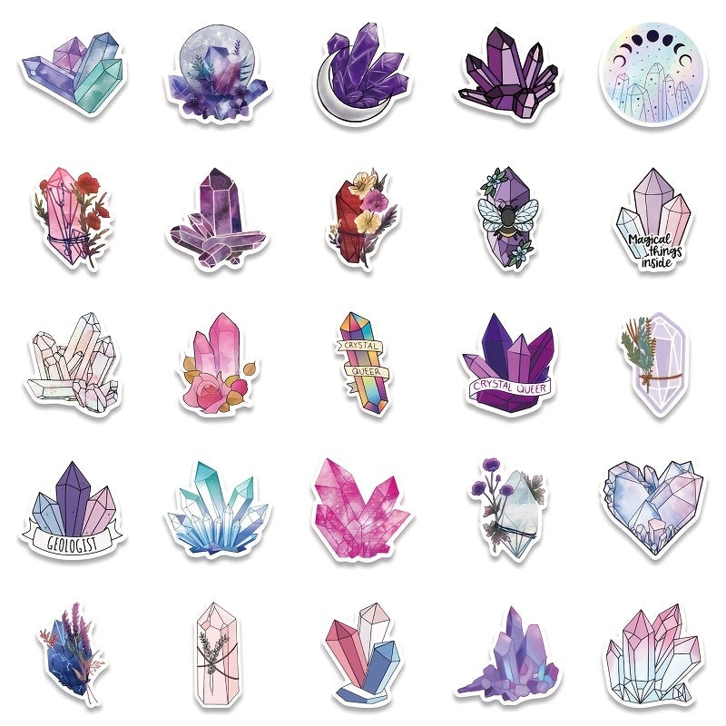 50 Pcs Boho Style Crystal Stickers Set Gem Vinyl Waterproof Decals