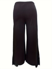  Lace Elastic High Rise Wide Leg Trousers