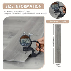 10pcs Grey Wood Peel and Stick Floor Tile, Waterproof, Easy to Install, 15x88