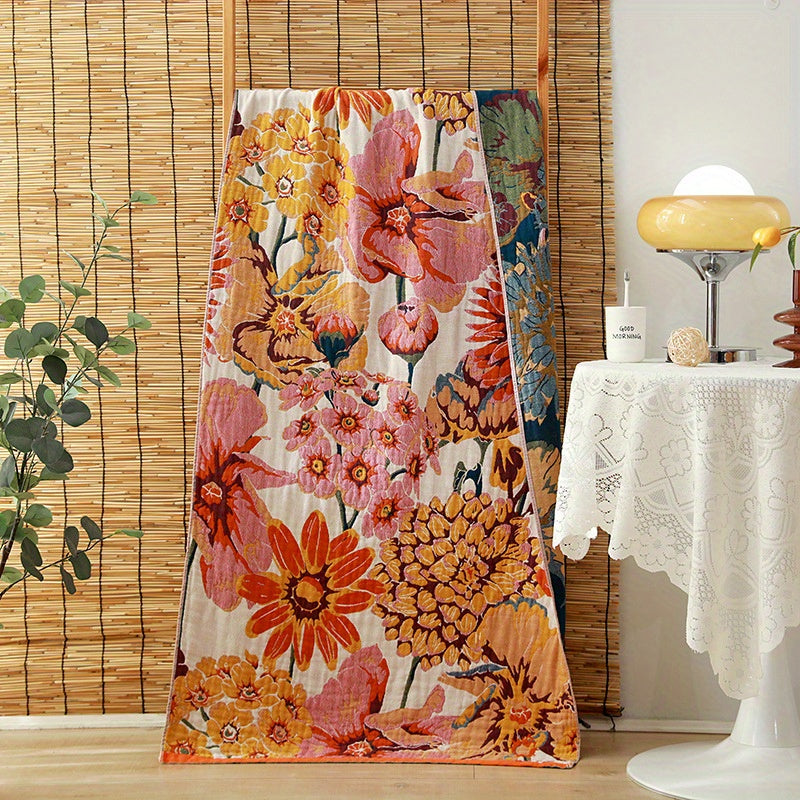 Flower Pattern Bath Towel Soft Skin friendly Absorbent Towel