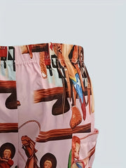 Women's Plus Cowgirl Print Wide Leg Trousers