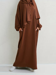  Casual Abaya Dress Women's Plus Solid Drop Shoulder Loose Fit Maxi Dre