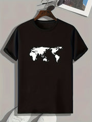 World Territory Print Men's Graphic T shirt Casual Comfy Tees For Summer