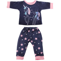 Cartoon Unicorn Cat Shark Giraffe Pajama Clothes Set for 18" Doll