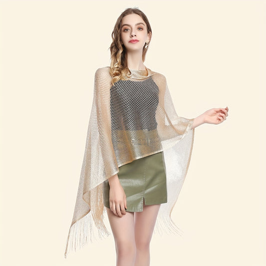 Mesh Shawl Sunscreen Tassel Wrap for Women