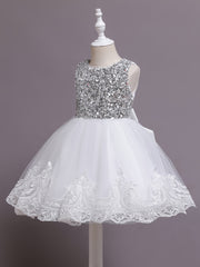 Girls Sequin Mesh Princess Dress Sleeveless Summer Dresses