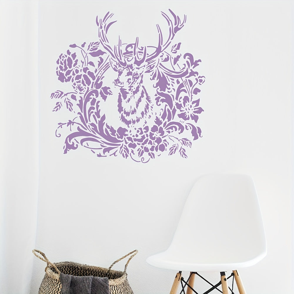 Big Deer Stencil 13.8 Inch Reusable Floral Deer Painting Template