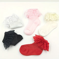 3 Pairs Baby Lace Princess Socks  Newborn Mesh Breathable Socks