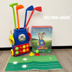 Toddler Golf Set Kids Toys Upgrade Kids Golf Cart Toy Set with 4 Clubs